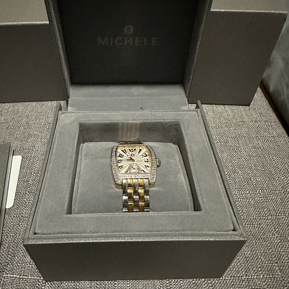 Michele Mini Urban .65 Carat Diamond Gold & Stainless Steel Watch needs battery